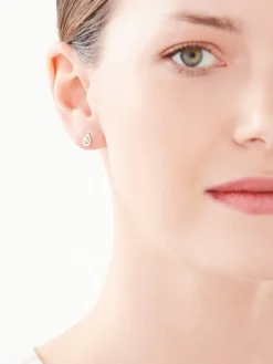 Kolczyki z żółtego złota z brylantami - 0,01 ct - próba 375