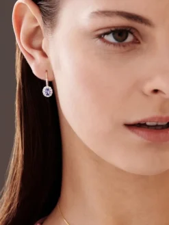 Kolczyki z żółtego złota z brylantami i tanzanitami - próba 585