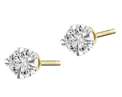 Kolczyki z żółtego złota z brylantami - serca - 0,24 ct - próba 585