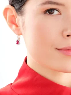 Kolczyki z żółtego złota z brylantami i rubinami - próba 585