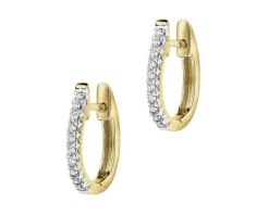 Kolczyki z żółtego złota z brylantami - koła - 0,15 ct - próba 585