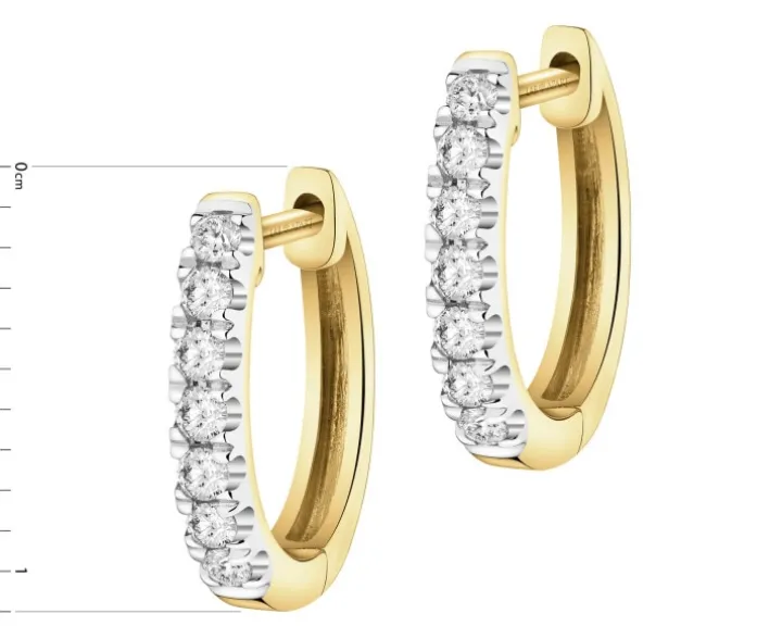 Kolczyki z żółtego złota z brylantami laboratoryjnymi - koła - 0,20 ct - próba 585