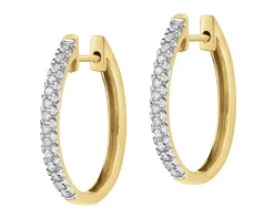 Kolczyki z żółtego złota z brylantami - koła - 0,25 ct - próba 585