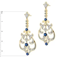 Kolczyki z żółtego złota z brylantami i szafirami - próba 585