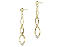 Kolczyki z żółtego złota z brylantami - 0,008 ct - próba 585