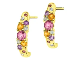 Kolczyki z żółtego złota z brylantami i kamieniami ozdobnymi - próba 585