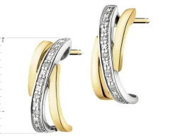 Kolczyki z żółtego złota z brylantami - 0,04 ct - próba 375