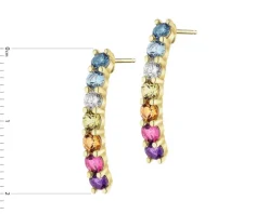 Kolczyki z żółtego złota z brylantami i kamieniami ozdobnymi - próba 585