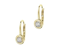 Kolczyki z żółtego złota z brylantami - 0,10 ct - próba 585