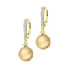 Kolczyki z żółtego złota z brylantami i perłami Golden South Sea - próba 585