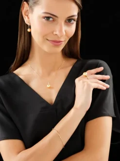 Kolczyki z żółtego złota z brylantami i perłami Golden South Sea - próba 585