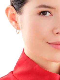 Kolczyki z żółtego złota z brylantami - koła - 0,25 ct - próba 585