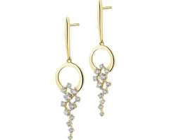 Kolczyki z żółtego złota z brylantami - 0,48 ct - próba 585