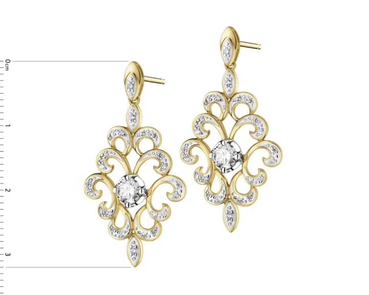 Kolczyki z żółtego złota z brylantami - 0,70 ct - próba 585