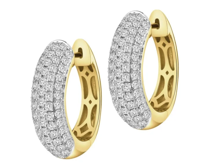 Kolczyki z żółtego złota z brylantami laboratoryjnymi - koła - 1,26 ct - próba 585