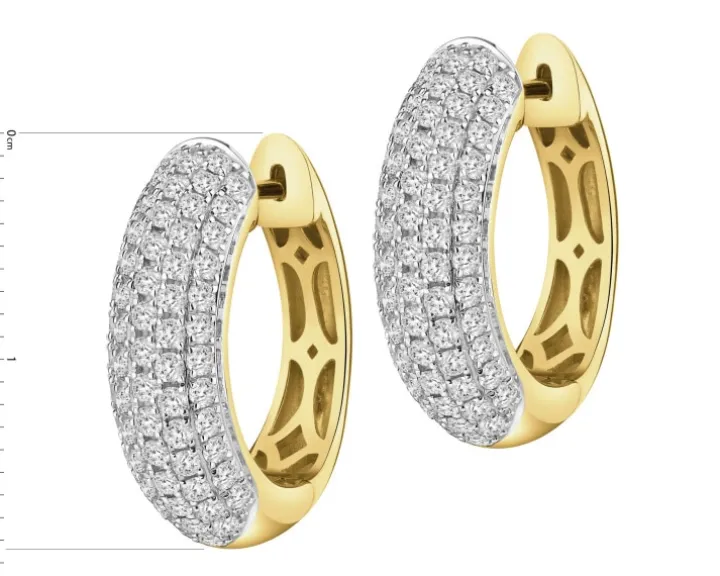 Kolczyki z żółtego złota z brylantami laboratoryjnymi - koła - 1,26 ct - próba 585