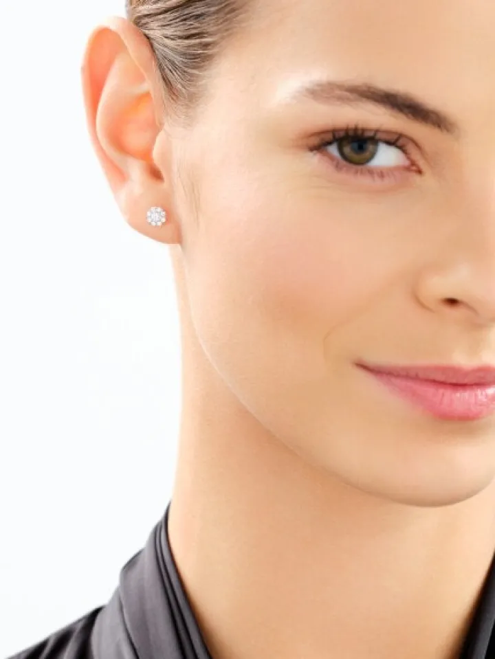 Kolczyki z żółtego złota z brylantami laboratoryjnymi - 0,40 ct - próba 585