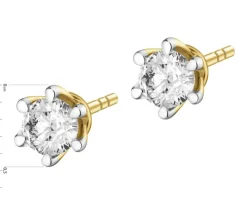 Kolczyki z żółtego złota z brylantami laboratoryjnymi - 0,31 ct - próba 585