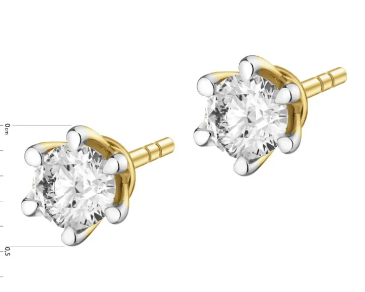 Kolczyki z żółtego złota z brylantami laboratoryjnymi - 0,31 ct - próba 585