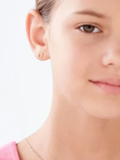 Kolczyki z żółtego złota z brylantami - serca - 0,02 ct - próba 585