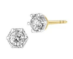 Kolczyki z żółtego złota z brylantami - 0,25 ct - próba 585