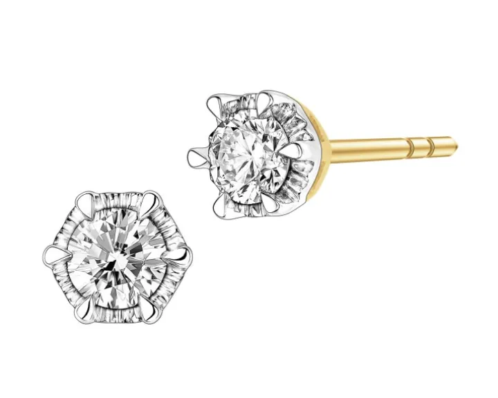 Kolczyki z żółtego złota z brylantami - 0,25 ct - próba 585