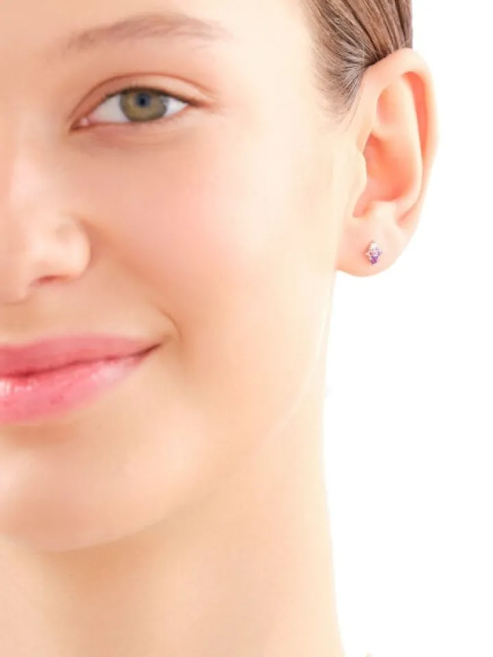 Kolczyki z żółtego złota z brylantami i kamieniami ozdobnymi - próba 585