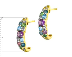 Kolczyki z żółtego złota z brylantami i kamieniami ozdobnymi - próba 585