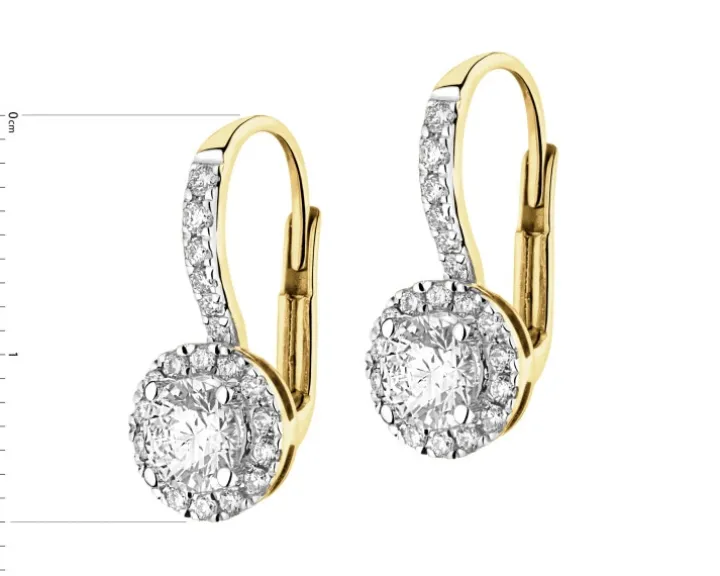 Kolczyki z żółtego złota z brylantami - 0,94 ct - próba 585