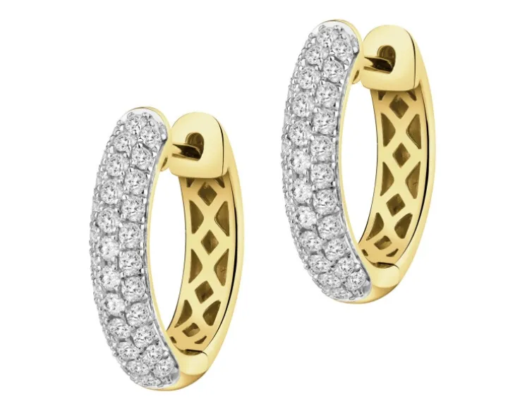 Kolczyki z żółtego złota z brylantami laboratoryjnymi - koła - 0,66 ct - próba 585