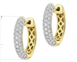 Kolczyki z żółtego złota z brylantami  laboratoryjnymi  - koła - 0,66 ct - próba 585