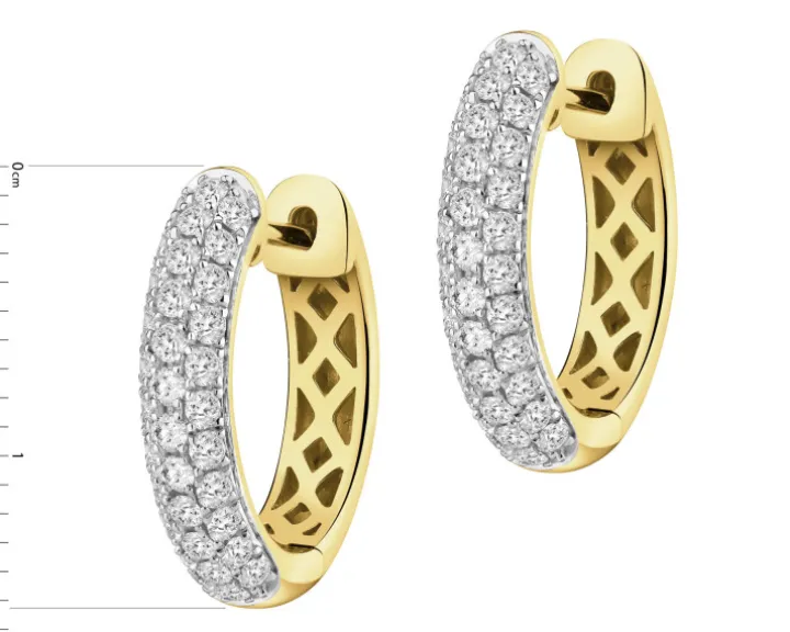 Kolczyki z żółtego złota z brylantami laboratoryjnymi - koła - 0,66 ct - próba 585