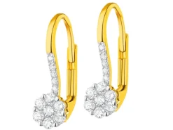 Kolczyki z żółtego złota z brylantami - 0,32 ct - próba 585