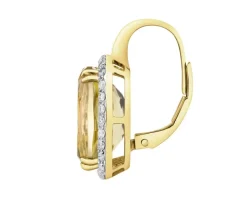 Kolczyki z żółtego złota z brylantami i kwarcami Lemon - próba 585
