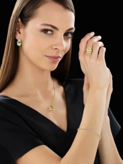 Kolczyki z żółtego złota z brylantami i kwarcami Lemon - próba 585