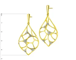 Kolczyki z żółtego złota z brylantami - 0,09 ct - próba 585
