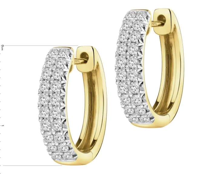 Kolczyki z żółtego złota z brylantami laboratoryjnymi - koła - 0,50 ct - próba 585