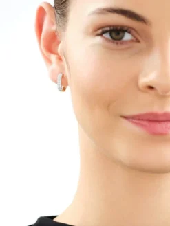 Kolczyki z żółtego złota z brylantami laboratoryjnymi - koła - 0,50 ct - próba 585