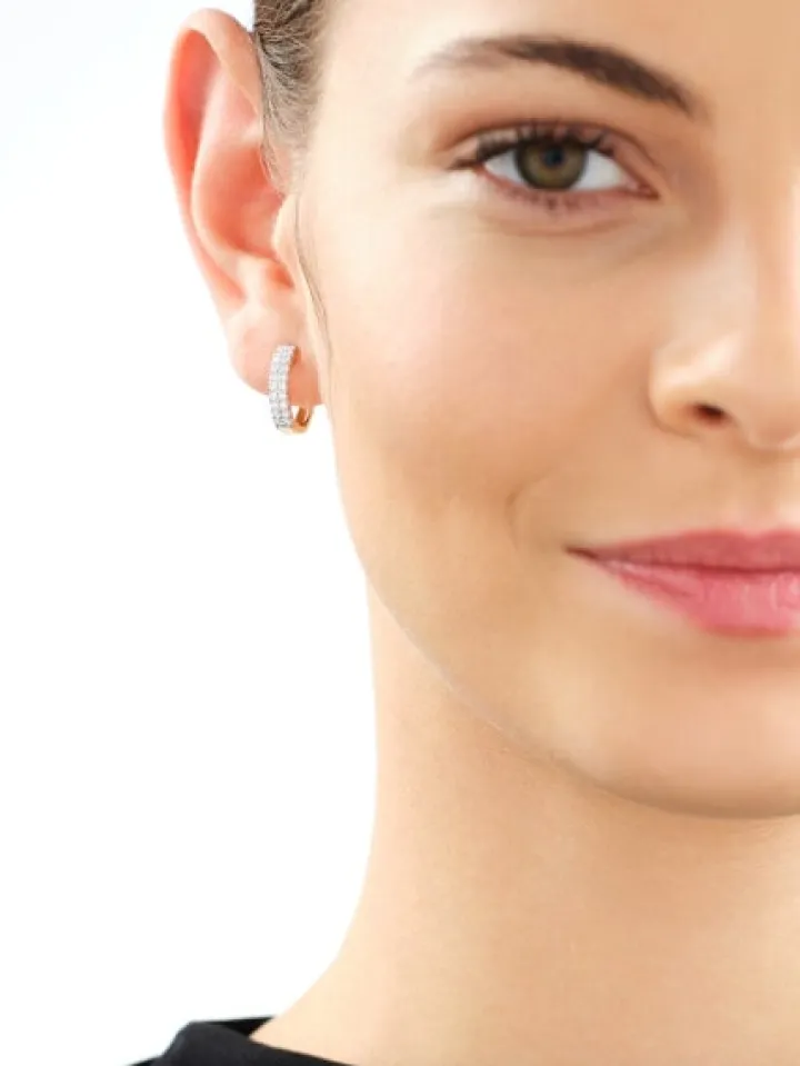 Kolczyki z żółtego złota z brylantami laboratoryjnymi - koła - 0,50 ct - próba 585