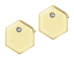 Kolczyki z żółtego złota z brylantami - 0,01 ct - próba 375