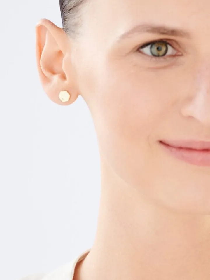 Kolczyki z żółtego złota z brylantami - 0,01 ct - próba 375