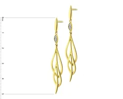 Kolczyki z żółtego złota z brylantami - 0,01 ct - próba 585