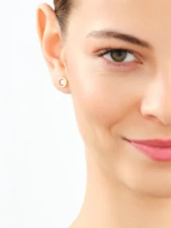 Kolczyki z żółtego złota z brylantami - koła - 0,16 ct - próba 585