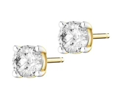 Kolczyki z żółtego złota z brylantami laboratoryjnymi - 0,50 ct - próba 585