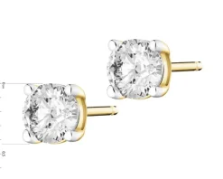 Kolczyki z żółtego złota z brylantami laboratoryjnymi - 0,50 ct - próba 585