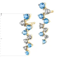 Kolczyki z żółtego złota z brylantami i topazami - próba 375