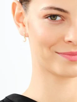 Kolczyki z żółtego złota z brylantami i perłami - próba 375