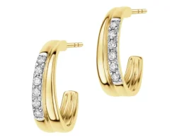 Kolczyki z żółtego złota z brylantami - 0,10 ct - próba 375