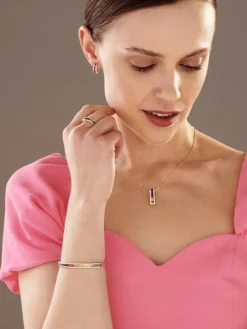 Kolczyki z żółtego złota z brylantami i szafirami kolorowymi - próba 585