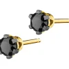 Kolczyki z żółtego złota z czarnymi brylantami - 0,49 ct - próba 585